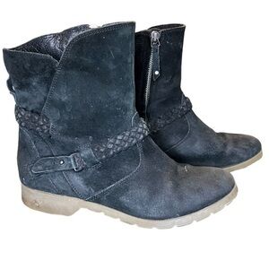 Teva Black Braided-Strap Waterproof Suede Delavina Ankle Boot